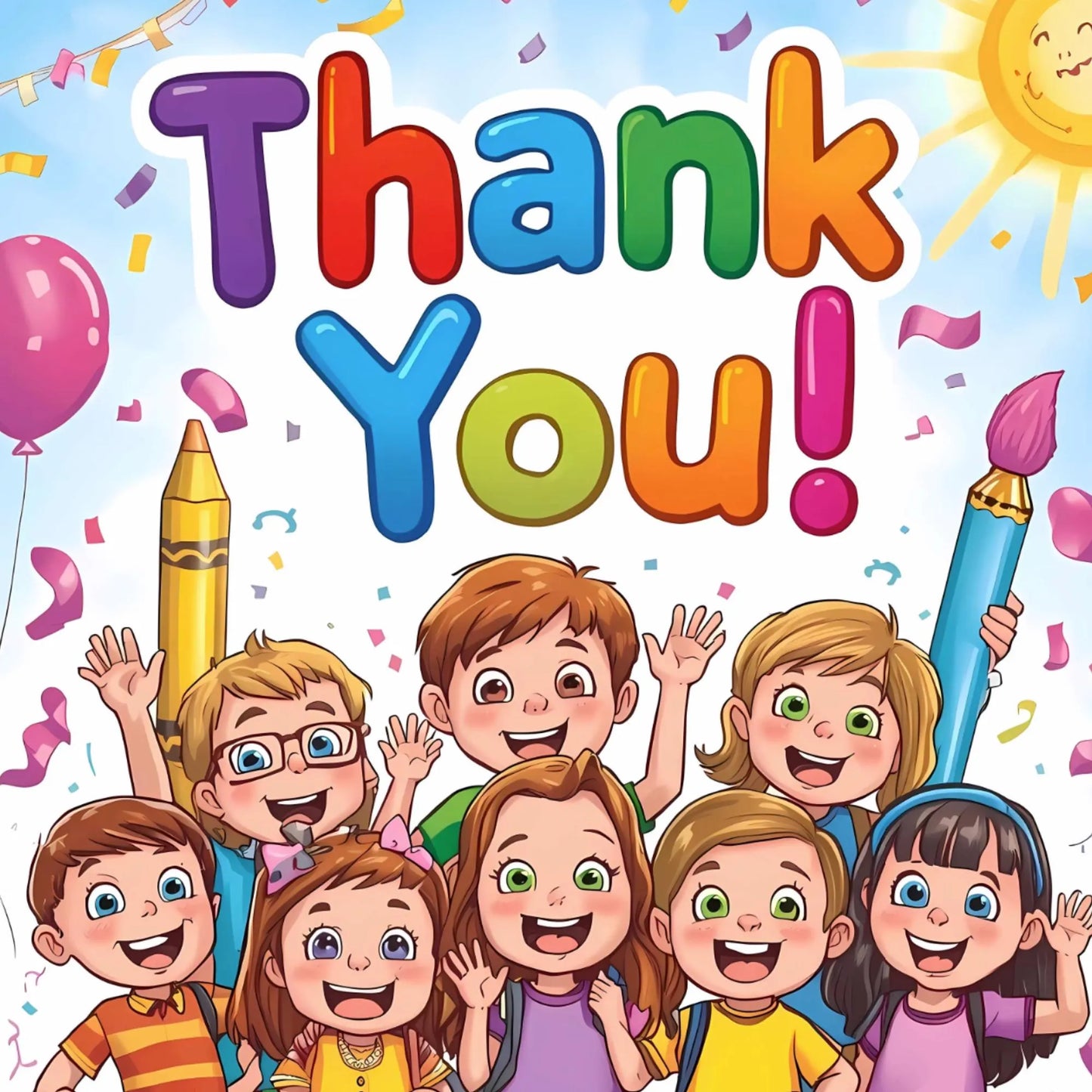 Thank you page with happy cartoon children closes the ADHD coloring pages bundle with a cheerful classroom feel.