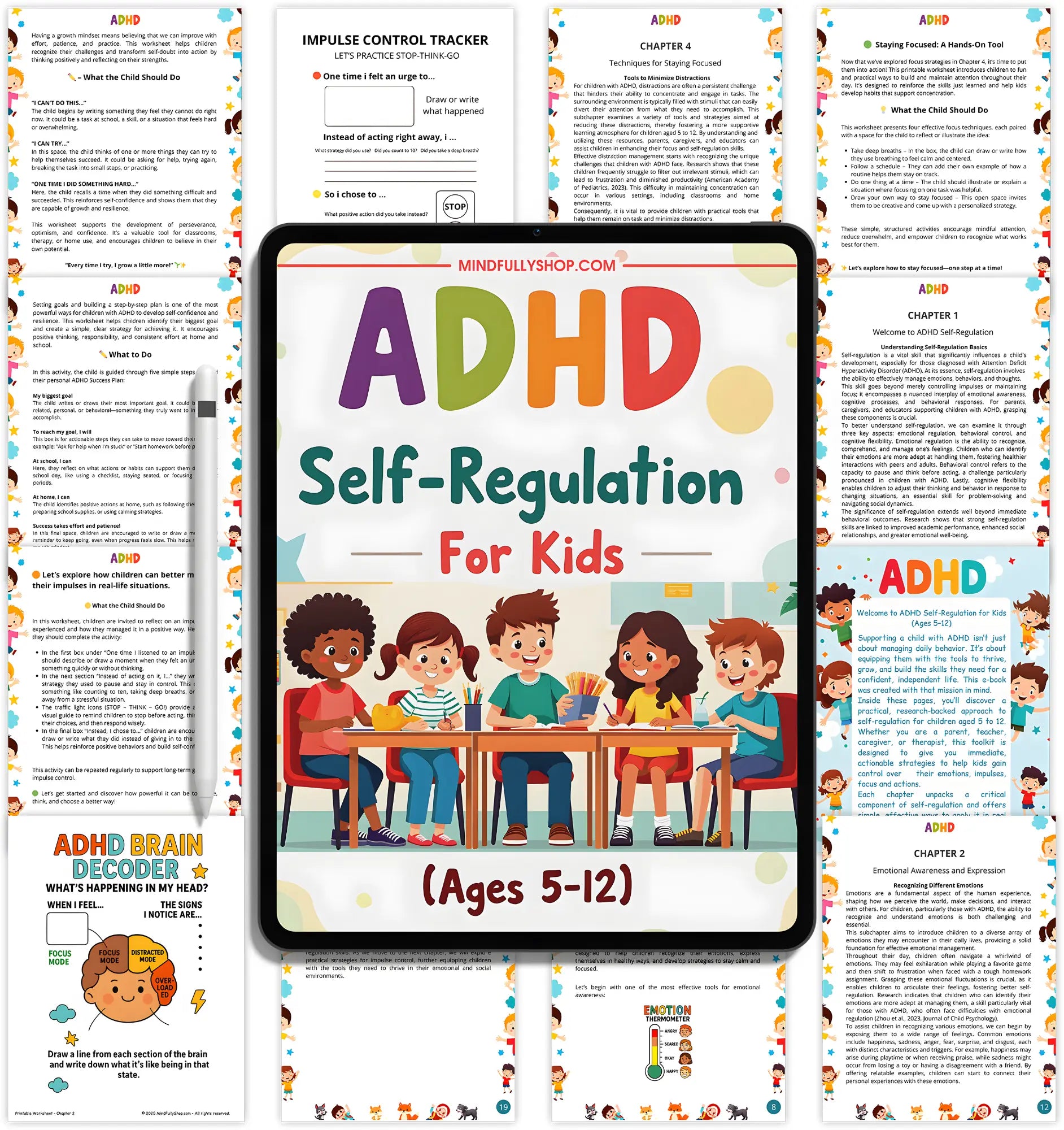 ADHD self regulation workbook for kids ages 3-12