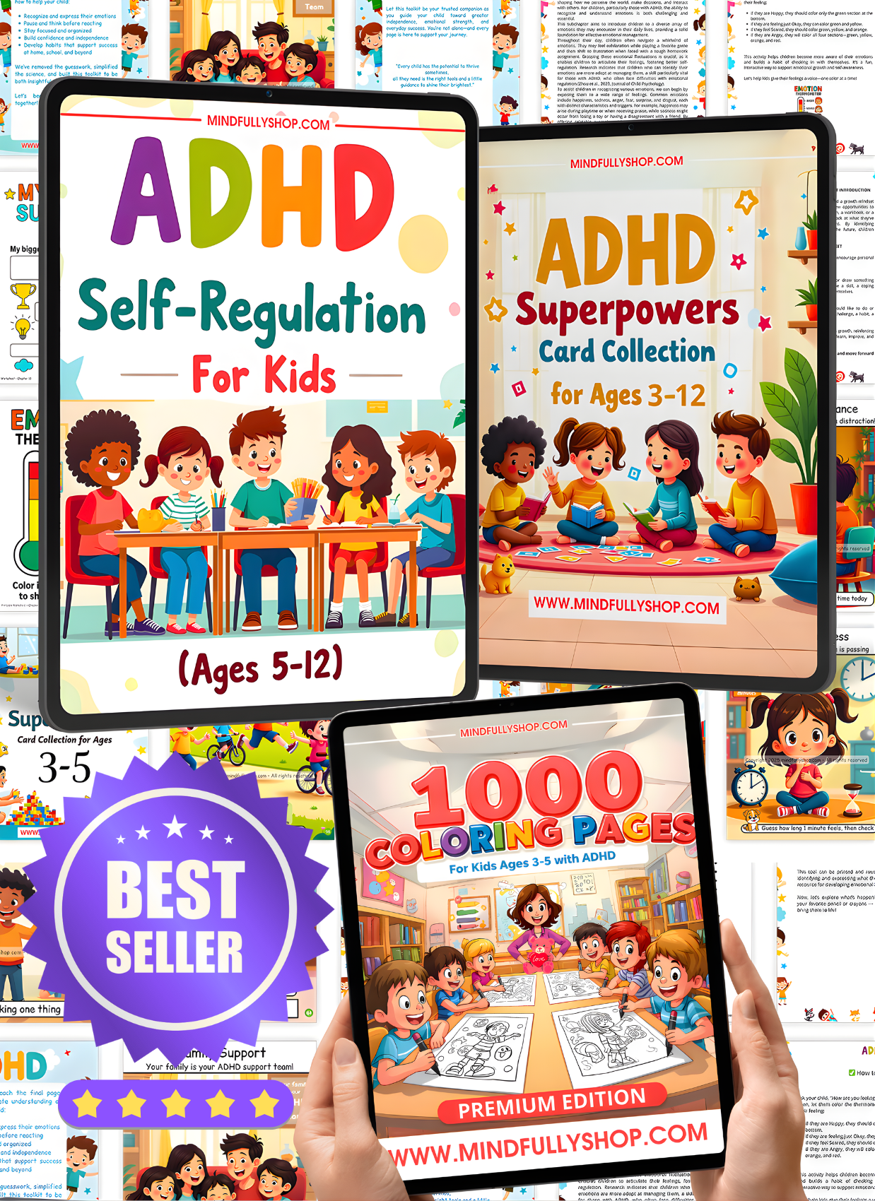 ADHD Kids Empowerment Bundle – eBook + 150 Activity Cards + 1000 printable coloring pages for kids with ADHD