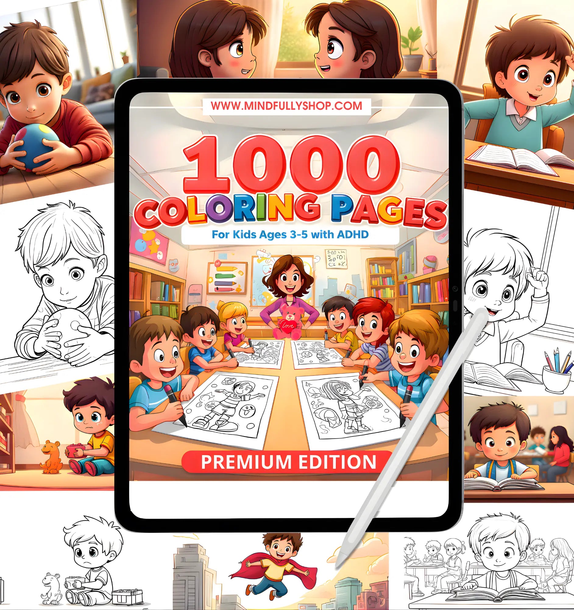 1000 Premium coloring pages collection for children with ADHD
