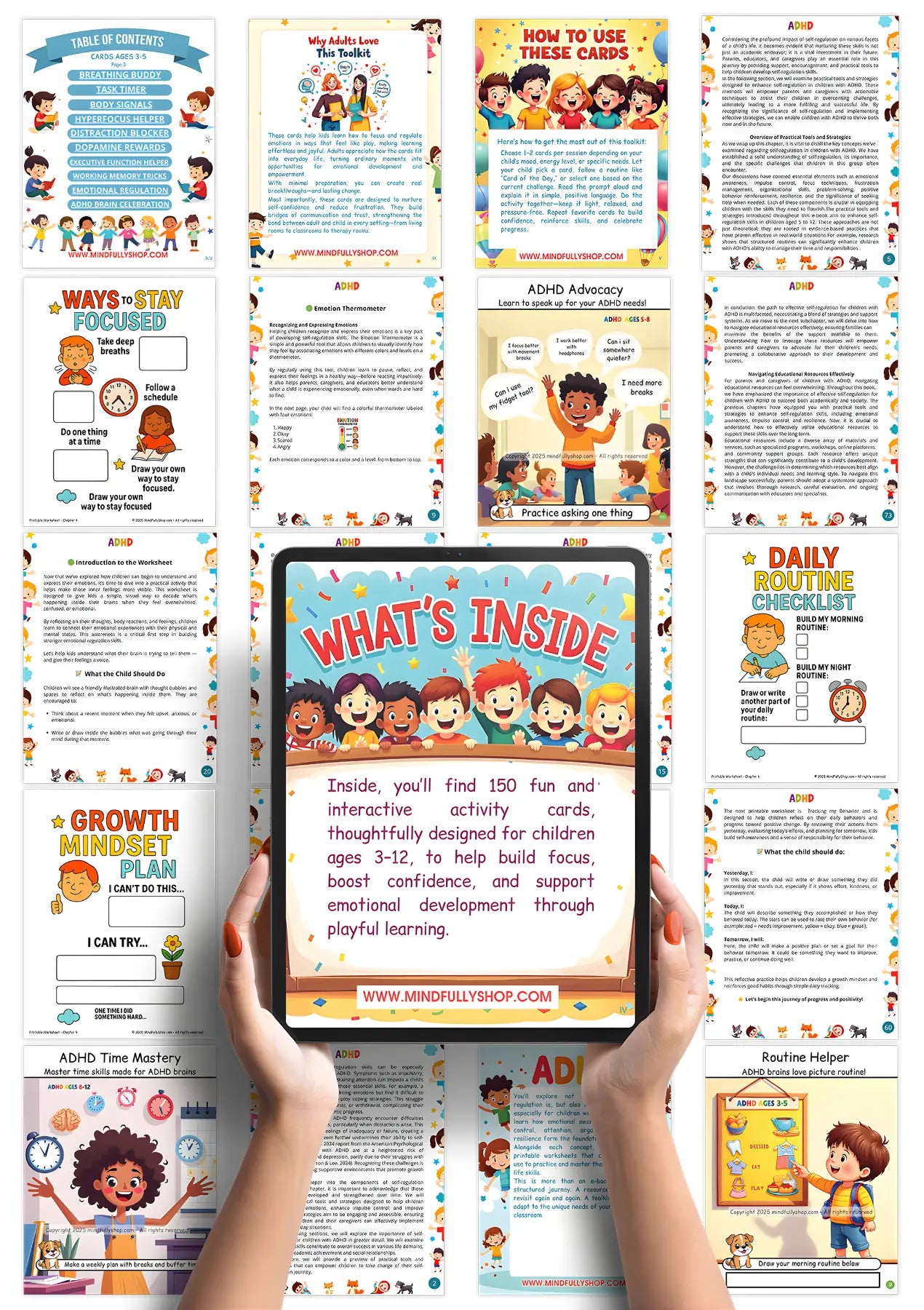 ADHD bundle contents including activity cards and routine charts
Describes the appearance of the image